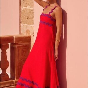Elegant Red and Purple Maxi Dress
